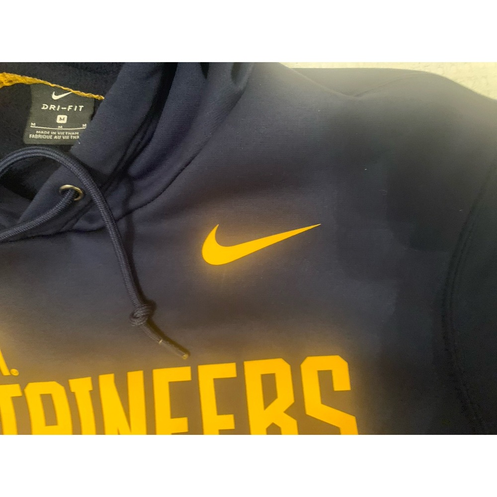 Nike Dri Fit West Virginia Mountaineers Hoodie Men's Size Medium Blue Sweatshirt - Picture 3 of 12